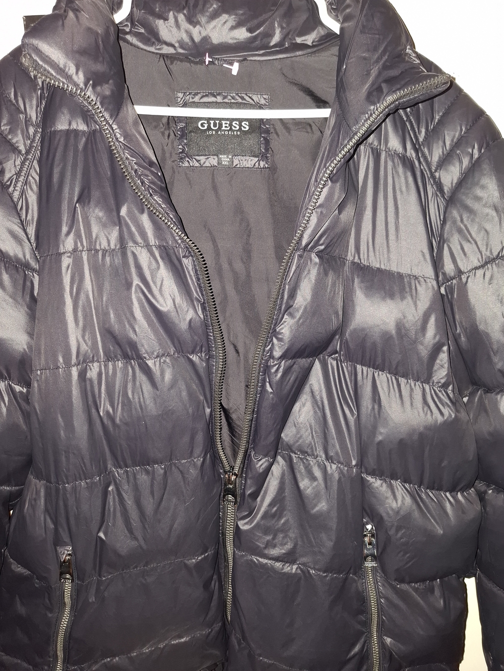 GUESS Los Angeles Black Quilted Puffer Jacket Full Zip Pockets xxl